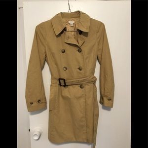 J Crew camel trench coat petite size 8